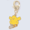 Cartoon yellow chick on a skateboard pendant with heart gold lobster clasp - Skateboard Yellow Duck