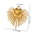 Golden heart-shaped sunburst pendant in stainless steel with 24.5mm width and 23.5mm height - Gold Textured Ray Heart Style 3