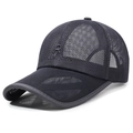Casquette de baseball en maille gris foncé respirante avec broderie lettre R sport - Gris / Réglable