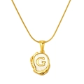 Collier en acier doré 18K avec pendentif lettre G et nacre blanche style vintage - Lettre G (S-P035-G)