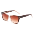 Square tortoiseshell cat-eye sunglasses with gradient reddish-brown lenses for women - C2 Tea Frame Double Tea Lenses