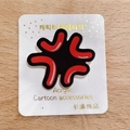 Cartoon angry symbol acrylic accessory with glossy red and black finish for DIY projects - Angry Black Base / Brooch Style