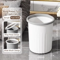 Small pearl white waste bin with grey top ring and elegant vertical ribbed texture - 1 Piece / Small [PP] / Pearl White