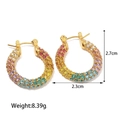 Créoles en acier inoxydable plaqué or 18K avec cristaux arc-en-ciel pour femmes - Grand / Or Strass Coloré Grand