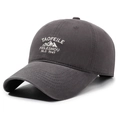 Gorra de béisbol de algodón lavado gris carbón con bordado blanco de estilo exterior - Ajustable / Gris