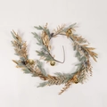 Goldener Weihnachtskranz mit gefrosteten Tannenzweigen, goldenen Blättern und Kugeln - T661 180CM Girlande