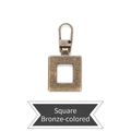 Universal square metal zipper pull replacement in antique bronze finish with clip hook - Square - Bronze