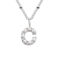 Elegant silver stainless steel necklace with a pearl-inlaid letter C pendant charm - C-Steel Color