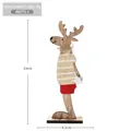 Figura de reno de madera natural con pantalones rojos y top a rayas para Navidad - Reno de madera natural / 40g