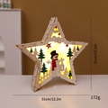 Houten kerstster LED-lamp met sneeuwpop snijwerk, 31cm grootte, warme kerstdecoratie - Grote Ster-Sneeuwpop