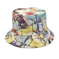 Detailed view of colorful abstract art print on a 3D tie-dye double-sided bucket hat - M (56-58cm) / 2# Multicolor Abstract Art