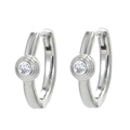 Orecchini a cerchio in argento con zircone tondo singolo e placcatura in oro 18 carati - Platino