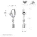 Vista detallada de los pendientes estrella de plata 925 con circón 5A y sus medidas - Plata 925 / Plata 925 chapada en oro blanco