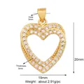 Gold plated double heart pendant with cubic zirconia 20x19mm jewelry accessory - Double Layer Micro-Inlaid Heart / Gold