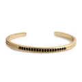 Brazalete abierto dorado minimalista con una fila de circonitas negras engastadas a mano - Dorado/Negro