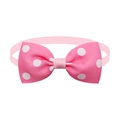 Pink polka dot pet bowtie in premium grosgrain fabric with elastic band for cats and dogs - Deep Pink with White Dots