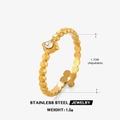 Anello regolabile in acciaio inossidabile placcato oro 18K con zircone rotondo - Anello d'oro con zircone singolo
