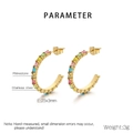 Tabella taglie di orecchini a C in acciaio dorato con strass colorati e brillanti - Stile Dorato (KE110854-K)