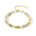 Bohemian natural stone beaded necklace with light blue and grey crystals and gold clasp - Bracelet 3 (6mm)