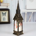 Vintage-Weihnachtslaterne in Bronze mit LED-Schneemann und warmem Deko-Licht - Wasser Kirche-Schneemann