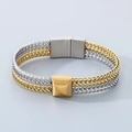 Men's hip-hop scale-style stainless steel bracelet in gold and silver tone blend - Style B Silver + Gold (KB147963-KLHQ)