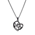 Détail du pendentif cœur noir avec inscription Mom et pierres de zircone scintillantes - Noir (D1416)