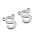 Pendentifs lettre S argentés à deux trous pour la création de bracelets et de colliers - Couleur Acier-Lettre S / Ensemble de 20 Pièces