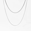 Nahaufnahme der minimalistischen silbernen zweilagigen Schlangenkette aus Edelstahl - Silberne Doppelschichtige Schlangenkette Stil (PDD928)