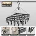 Gunmetal grey square drying rack with 28 clips, stainless steel and 360-degree rotation - Gun Grey Square - Large 28 Clips