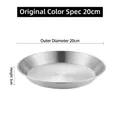 Stainless steel round plate with filter net, 20cm original silver kitchen tray - 26cm / 201 Stainless Steel Round Plate