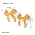 Orecchini a fiocco minimalisti in acciaio inossidabile placcato oro 18k da 2,4 cm - Orecchini a lobo con fiocco dorato (JDEW2312090)