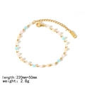 Detail of 18k gold plated titanium steel anklet with colorful natural stone beads - Gold - Colorful Beads Style Anklet (TA8022)