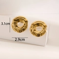Detailed view of 18K gold plated lava texture earrings with dimensions 3.1cm by 2.9cm - Liquid Metal Style 3 / Gold