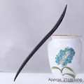 Minimalist black sandalwood hair pin with 21cm length and smooth curved design - Elegant - 21cm