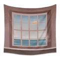 Tapisserie bohème style Morandi vue mer par la fenêtre avec paysage de coucher de soleil - Ombre de Fenêtre de Couleur Morandi (ZJ202148-10) / 73X95CM (Brossé Transfrontalier)