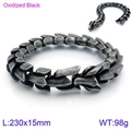 Oxidized black dragon scale bracelet in titanium steel, 230mm length with 15mm width - 23CM / Matte Black