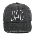 Macro view of distressed brim details and DAD embroidery on washed cotton baseball cap - Adjustable / Dark Grey Embroidery (DAD)