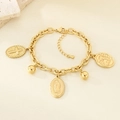 Bracciale dorato in acciaio inossidabile con ciondoli Vergine Maria Guadalupe e Angelo - Stile Vergine Maria Croce Angelo (KB204432-SXSJ)