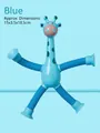 Blue giraffe robot suction cup toy with extendable blue telescopic tube limbs for kids - Blue Giraffe (No Light)