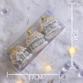 Set of 3 white glitter house ornaments for Christmas tree hanging decorations - Gold House / Set of 3