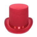 Professional red felt top hat for magicians featuring a matching satin decorative ribbon - Tall Top Hat / 16.5cm Height - One Size / Red