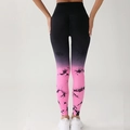 Mallas de yoga sin costuras de cintura alta con degradado tie-dye rosa y negro jaspeado - S / Rosa Degradado