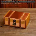 Large vintage wooden storage box with bronze rivets and three-digit combination lock - Large Antique Copper Style Box (3-Digit Combination Lock) / 23.3x16.5x9.5cm