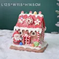 Luminous gingerbread candy house Christmas decor with Santa, L12.5*W11.5*H14.5cm - Medium Santa-Red House 12.5*11.5*14.5cm