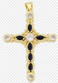 Gold cross pendant with black marquise gems and clear zircons on a textured background - Style 96/Gold Black Marquise Stone Cross