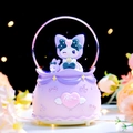 Purple Kuromi crystal ball music box with rabbit design and decorative resin base - 006 Sitting Posture / Large 100 Snow+Light+Music