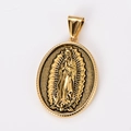 18k gold plated stainless steel oval medallion with Virgin of Guadalupe relief - Virgin of Guadalupe Style 1
