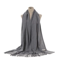 Solid color cashmere feel winter warm scarf, detailed view of the cozy grey texture. - Light Heather Gray