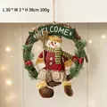 Couronne de Noël avec poupée bonhomme de neige et panneau de bienvenue décoratif - AGHH24-6 Couronne en rotin bonhomme de neige