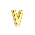 Polished golden letter V heart-style bead pendant for S925 silver necklaces and bracelets - Gold DY130026 (V)
